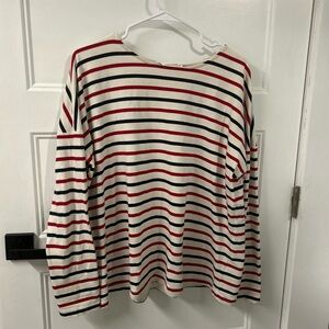 Pomander Place (Tuckernuck) Red White Blue stripe shirt